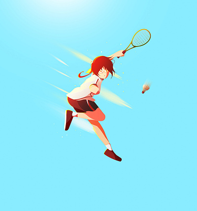 Badminton abstract athlete badminton character color conceptual art digital art girl glasses illustration people racket sport uniform