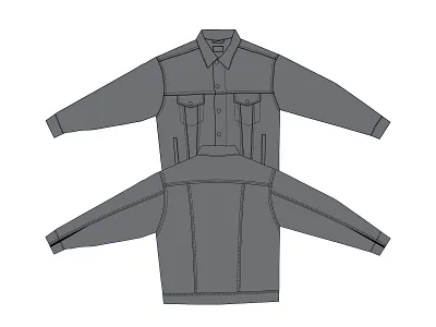 Trucker Jacket CAD / Tech Pack apparel apparel design brand design illustration jacket kentucky louisville manufacturing merch merchandise streetwear technical design trucker vector