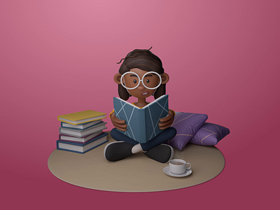 Bizzy the Bookworm 3d 3d book 3d character 3d girl animation bookworm character animation character design digital design glasses motion graphics nerdy girl