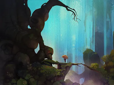 Forest Walk environment forest illustration travel waterfall