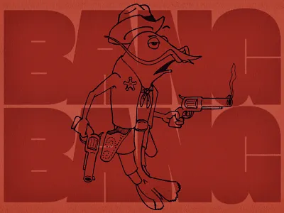 Bang, Bang! bang bang buffalo crustacean design doodle illustration just for fun shrimp typography