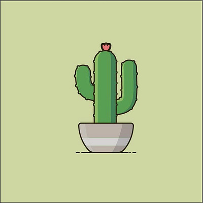 Potted Cactus design graphic design illustration ui