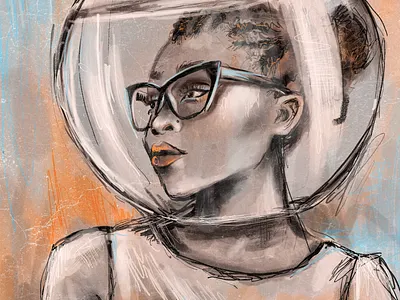 Digital Painting | #Inktober Entry art digitalart digitalpainting digitalportrait drawing figuredrawing fish inkandwash painting portrait procreate watercolor woman
