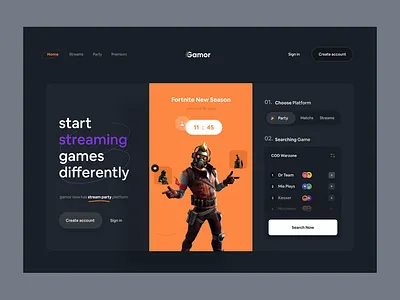 Streaming Platform - Light & Dark app clean dark dark theme dark version game gamer light light version minimal motion platform stream theme twitch ui ux web website youtube