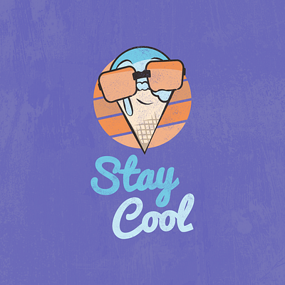 Stay Cool T-Shirt Design ice cream cone illustration illustrator summer tshirt design typography vector vintage