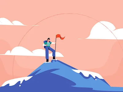 Mountain Climbing animation artwork blue character climbing design hight illustration illustrator man motion graphics mountain sky style top vector