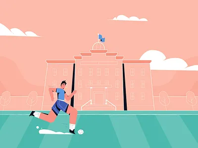 Football Player animation college design football illustration illustrator man motion graphics player red school sky style tree vector