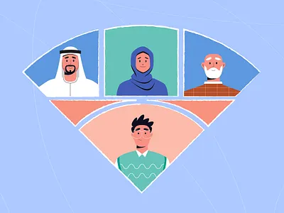 People animation arab art artwork blue design hijab illustration illustrator man motion graphics old red style triangle vector woman