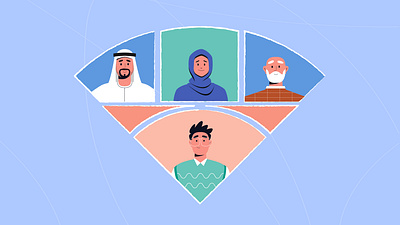 People animation arab art artwork blue design hijab illustration illustrator man motion graphics old red style triangle vector woman