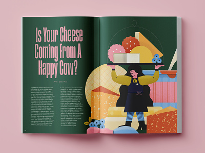 Cheese Please 2 berries brie character character illustration cheese cheesemonger crackers editorial entertaining female food illustration jam magazine mockup newspaper richmond snacks spot illustration