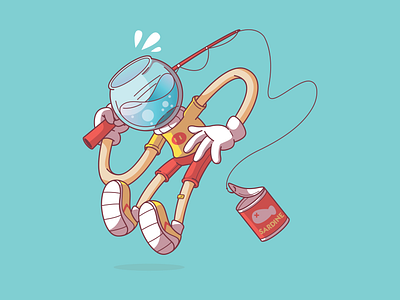 The Angler angler bowl character design fisherman fishing fishingrod illustration sardine vector
