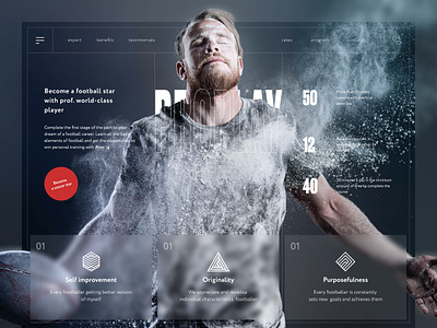 Rebound - Online American Football School american football baseball clean concept digital fifa football hockey minimalism rugby soccer sport sport club sports team ui uiux web design