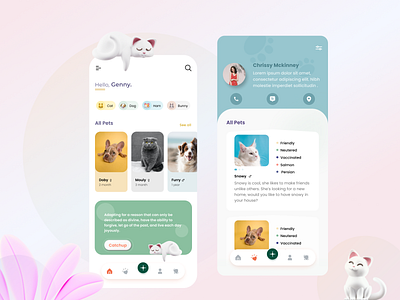 Adopet | Pet Adoption App | Pet Community adopt animal animals app app design care cat cats clean creative concept figma design minimal modern pet pet adoption petcare ui uiux