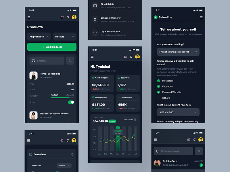 Salesline - Analytics Dashboard UI Kit analytics branding dark dark mode design manage management marketing mobile responsive sales sales analytic ui ui design ui kit ui8 uidesign uikit ux ux design