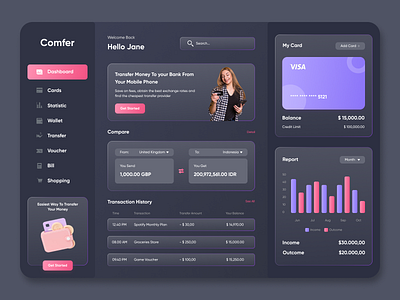 Comfer - Fintech Dashboard dark design exploration graphic design ui uidesign user interface