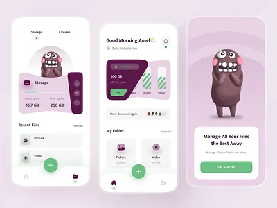 File Management🗄 3d cloud fall guys file file management folder home page management management app mobile mobile app on boarding storage ui