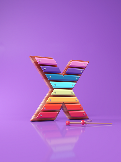 X as Xylophone 3d c4dart cinema4d creative design graphic illustration octanerender