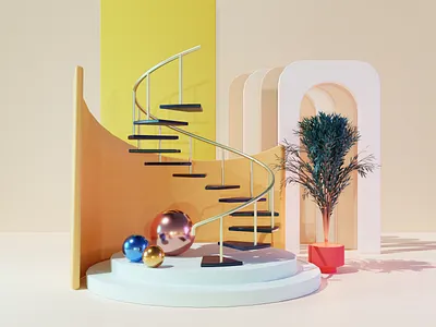 Spiral Stairs 3d blender