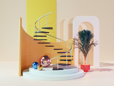 Spiral Stairs 3d blender