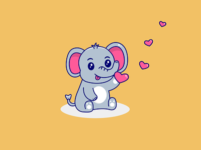 The Elephant adobe illustrator ai branding cute design elephant graphic design heart illustration kids illustration logo love mascot print vector