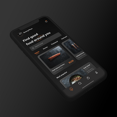 App food app application clean darktheme figma food graphic design interface japan mockup salmon sushi