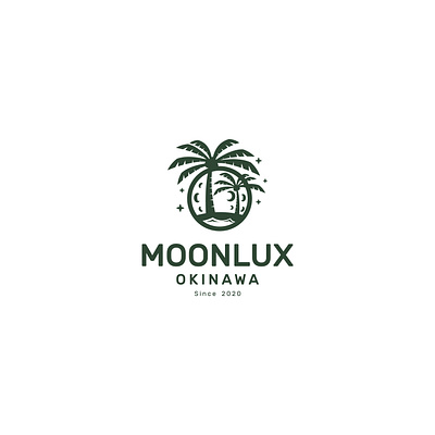 Moonlux Okinawa Logo Design beach branddesign brandidentity branding branding concept coconuttree logo logodesign moon nature sea wave