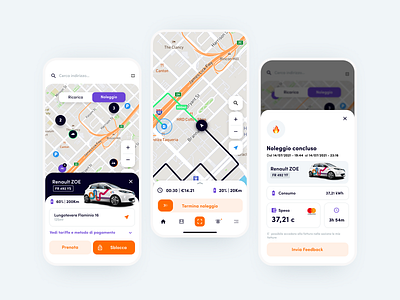 On Charge App Design app car carsharing mobile sharing ui uxui