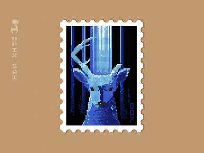 OPIXSAI #007 - Pixel Stamp - NFT animal nft art dainogo deer deer nft nft nft art nft collection nft design pixel pixel art pixel nft pixel stamp stamp nft