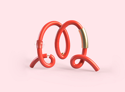 36 days of type - M 36daysoftype design form graphisme illustration letter line octane red render sweet type typography work