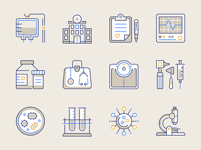 Medical Icons biology icon icon design iconography illustration laboratory line art medical medicine pharma