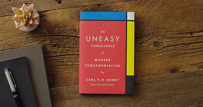 The Uneasy Conscience of Modern Fundamentalism black blue book christian church cover design jacket minimal modern mondrian primary red simple white yellow