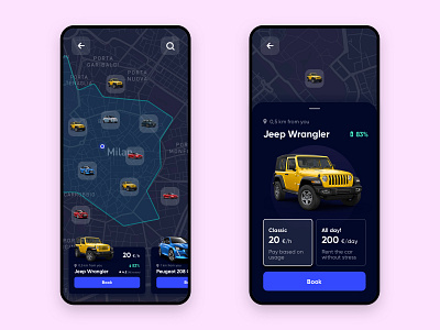 Rent a car concept 3d 500 app car dailyui design electic finder graphic design jeep logo peugeot rent tesla ui ux