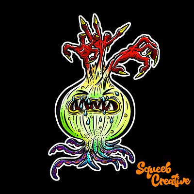 The Cartoon Zombie Onion Vegetable cartoon creature design fantasy illustration imaginary logo monster onion undead vegan vegetable zombie