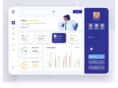 Medical Diagnosis Dashboard Design calendar ui card ui charts clinic dashboard dashboard ui doctor app health app healtrhcare hospital hospital management interface listings medical app patient patient app user experience design webapp webapp design webapplication