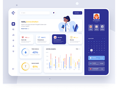 Medical Diagnosis Dashboard Design calendar ui card ui charts clinic dashboard dashboard ui doctor app health app healtrhcare hospital hospital management interface listings medical app patient patient app user experience design webapp webapp design webapplication