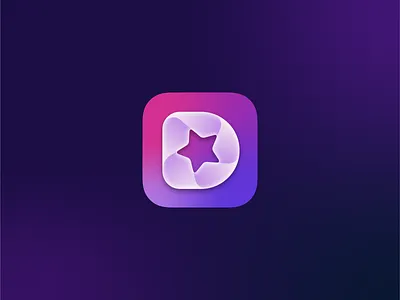 Detail App Icon brand d fold gradient icon identity ios letter live logo macos mark star stream symbol video