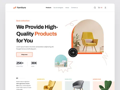 Furniture Landing Page Banner Concept architecture ecommerce home decoration home page homedecor interior design interiors landing page living room real estate restroom shopify ui uiux ux website design