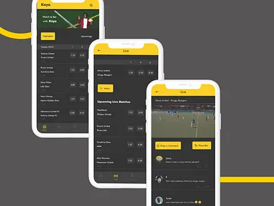 Live Streaming and Betting App app design football streaming app ui