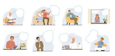 Dreaming people icon set dream flat illustration lifestyle people vector