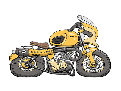 MotoGen #4658 cartoon fat flat illustration motorbike motorcycle nft yellow
