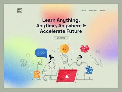 Educational Website Landing Page cources design educational hero illustration landing page modern online education school web website