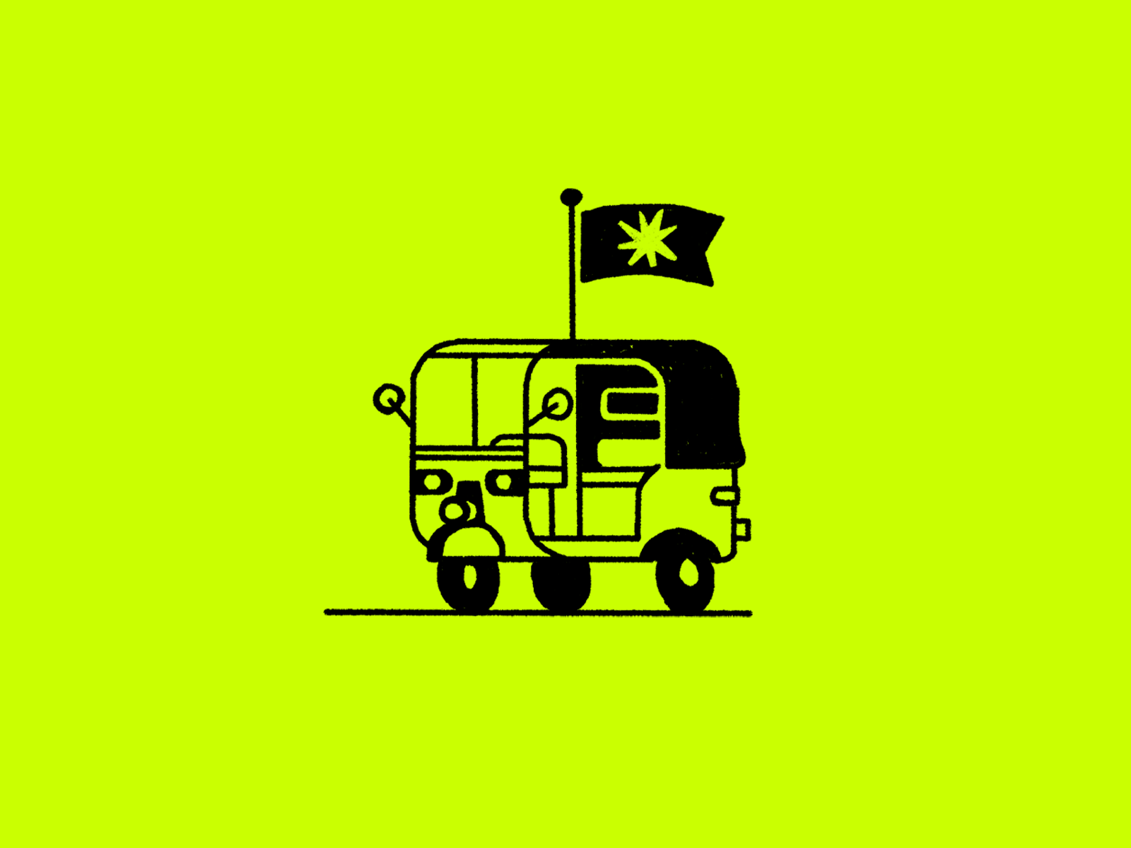 Caponerita animation caponera chispa chispafest flag frame by frame frame to frame gif loop piaggio ape vehicle