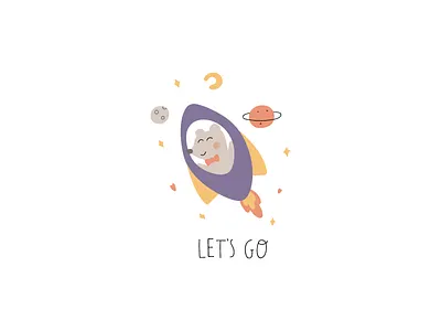 Let's go! animal art bear children clipart cosmos design fly graphic illustration kids outer planet ship space vector