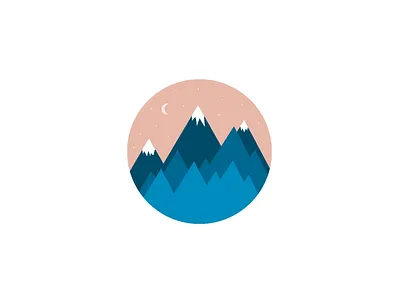 Mountains and the moon design graphic design illustration