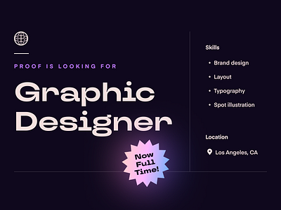 PROOF is Hiring: Graphic Designer brand design hiring illustration job proof