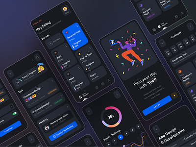 Task & Activity Management App (Dark) 🔥🔥 app branding creative design dark design dribbble best shot ios android interface landing page design management minimal clean new trend modern design popular trending graphics task trending