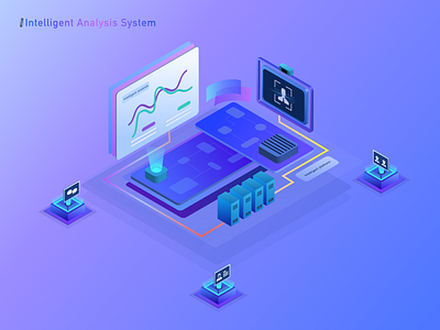 Intelligent analysis system 2.5d illustration