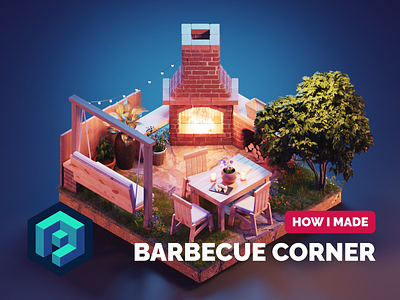 Barbecue Corner Tutorial 3d blender diorama garden illustration isometric lowpoly render summer tutorial