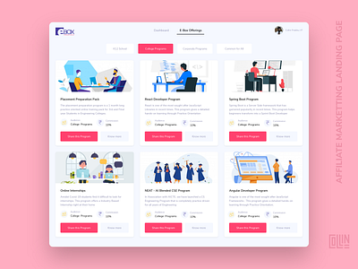 Affiliate Marketting Landing Page application bootstrap clean flat illustration landing page minimal ux vector web design