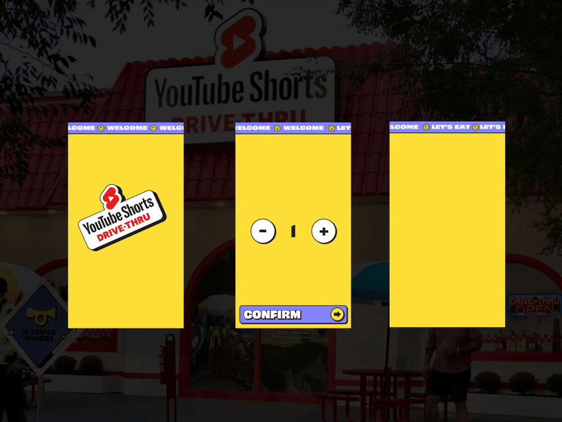 VidCon Drive-Thru Ordering UI bold branding food interactive ui